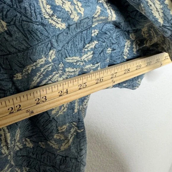 LL‎ Bean Mens XL Tall Short Sleeve Button Up Shirt Tropical Leaf Print Cotton - Picture 5 of 6